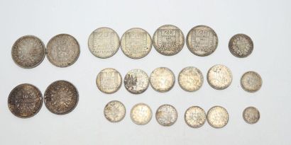 null Ensemble de 21 pièces en argent : 20 Francs / 10 Francs / 5 Francs / 2 Francs...