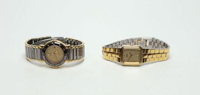 null SEIKO, deux montres bracelets de femme en acier, l'une cadran rond modèle SQ100...