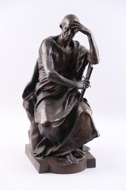 null DUBOIS Paul (1829-1905) Le Penseur - sujet en bronze signé, fonte de Barbedienne...