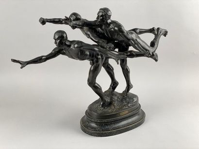 null BOUCHER Alfred (1850-1934) Au but,
Sujet en bronze signé reposant sur un socle...