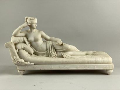 null CANOVA Antonio (1757-1822)( d'aprés) Pauline Borghèse en Vénus sujet en marbre...