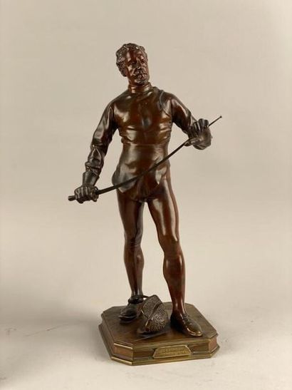 null STEINER Leopold (1853-1899) Escrimeur -Sujet en bronze signé - cachet "bronze...