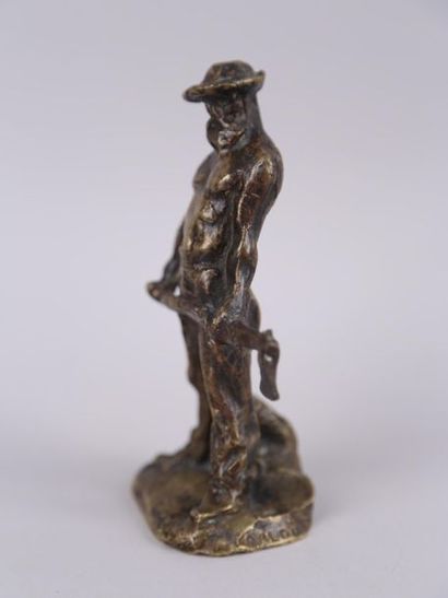 null Aimé-Jules DALOU (1838-1902), Travailleur à la hache,
Sujet en bronze à patine...