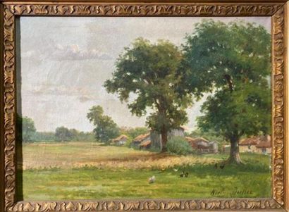 null DULUC Noëly (1864-1952) Ferme - Huile sur toile signée en bas à droite - 29...