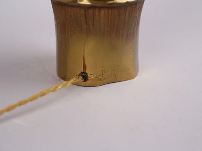 null Maison CHARLES,- Lampe Bambou Bronze doré et abat-jour en métal doré, Tampon...