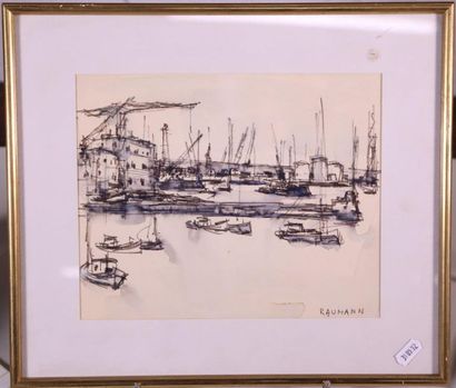 null RAUMANN Joseph (1908-1999) Vue d'un port,
Dessin Signé en bas à droite
21 x...