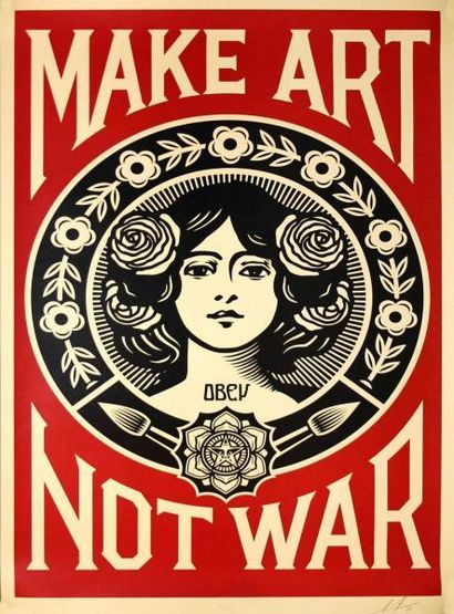 null FAIREY Shepard (1970) "Make Art Not War", lithographie Offset sur papier crème,...