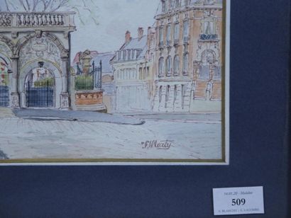 null MARTY J. ?, Sous-préfecture de Cambrai (?), aquarelle signée en bas à droite...