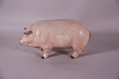 null Tirelire en fonte « cochon » 22 x 43 cm