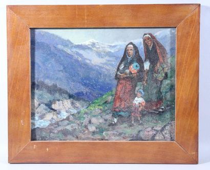 null GOMEZ-GIMENO Ricardo (1892-1954) Paysage de montagne animé - huile sur panneau...