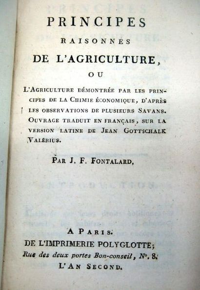 null FONTALARD (Jean-François de). Principes raisonnés de l'agriculture ou l'agriculture...