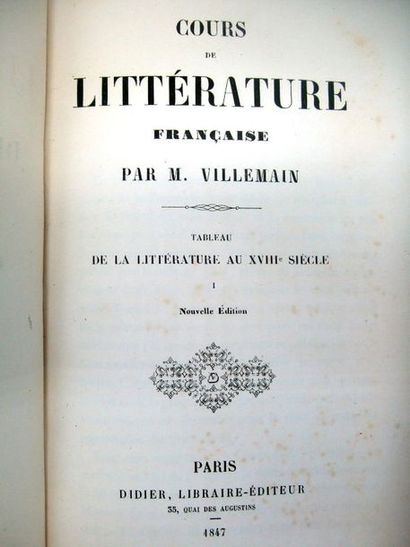 null VILLEMAIN (Abel François). OEuvres diverses. Paris, Didier, 1846-1847. 8 vol....