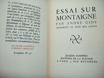 null [Montaigne]. Ensemble de trois ouvrages sur Montaigne en reliures signées :
-...