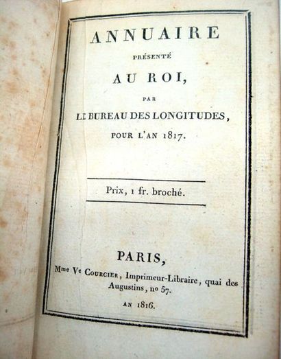 null [Bureau des longitudes]. Annuaire présenté au Roi par le bureau des Longitudes...