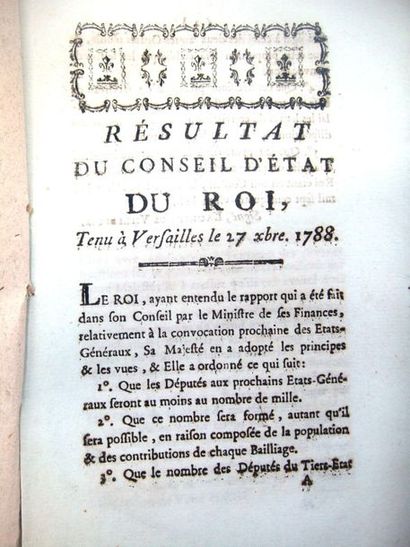 null [VILLEDEUIL (Laurent)]. Résultat du Conseil d'Etat du Roi, tenu à Versailles...
