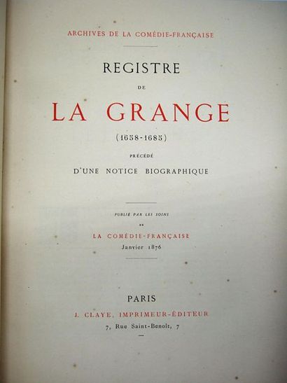 null LA GRANGE (Charles Varlet dit Charles de). Registre de La Grange (1658-1685)....