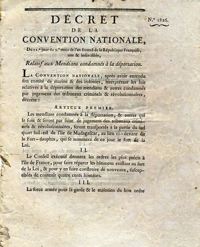 null [Décret]. Décret de la Convention nationale relatif aux Mendians condamnés à...
