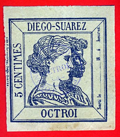 null [Octroi]. Ticket d'octroi du port de Diego-Suarez, XIXe siècle. 7 cm x 7 cm...