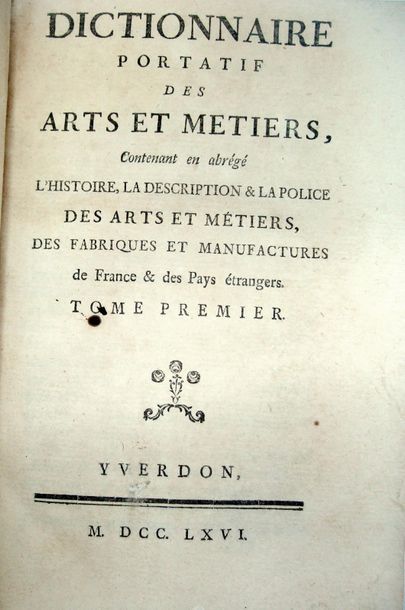 null [MACQUER (Philippe)]. Dictionnaire portatif des arts et métiers, contenant en...