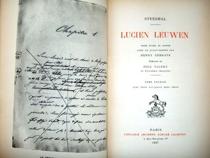 null STENDHAL. Lucien Leuwen. Paris, H. Champion, 1926-1927. 4 vol. in-8, cxxxiv,...