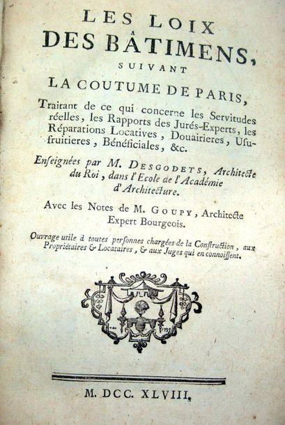null LASTEYRIE (Charles-Philibert de). Traité des constructions rurales. Paris, F....