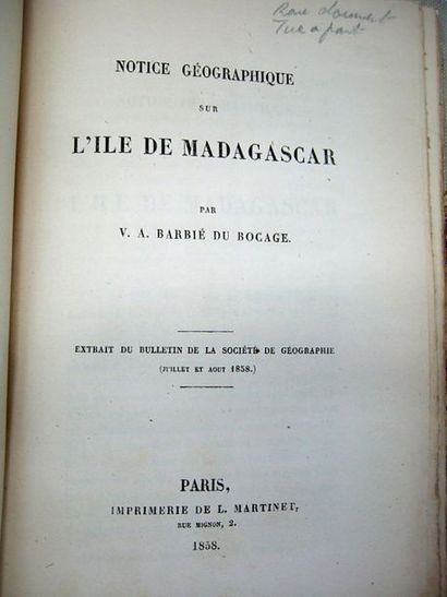 null BARBIÉ DU BOCAGE (Victor-Amédée). Notice géographique sur l'île de Madagascar....