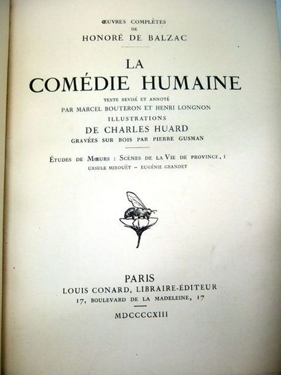 null BALZAC (Honoré de). OEuvres complètes. Paris, L. Conard, 1912-1920. 33 vol....