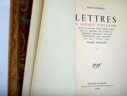 null DIDEROT (Denis). Lettres à Sophie Volland. Paris, nrf Gallimard, 1930. 3 vol....