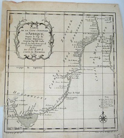 null [Cartes anciennes]. Ensemble de 10 cartes côtières de Madagascar dont :
- Plan...