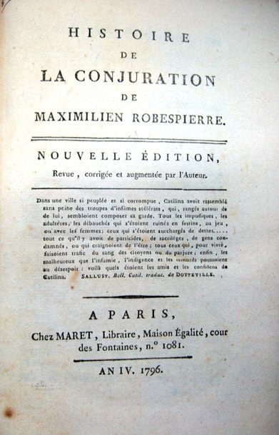 null [RÉVOLUTION] Lot de 5 plaquettes XVIIIe sur la Révolution :
- [ ] Les Souvenirs...