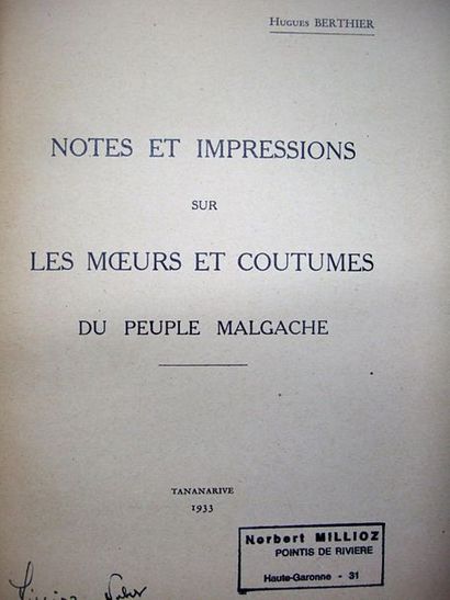 null GAUTIER (Émile-Félix) & FROIDEVAUX (Henri). Un manuscrit Arabico-Malgache sur...