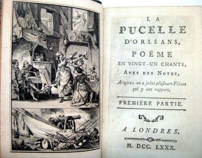null VOLTAIRE. La Pucelle d'Orléans. Londres, [Cazin], 1780. 2 vol. in-18, 218 p.,...