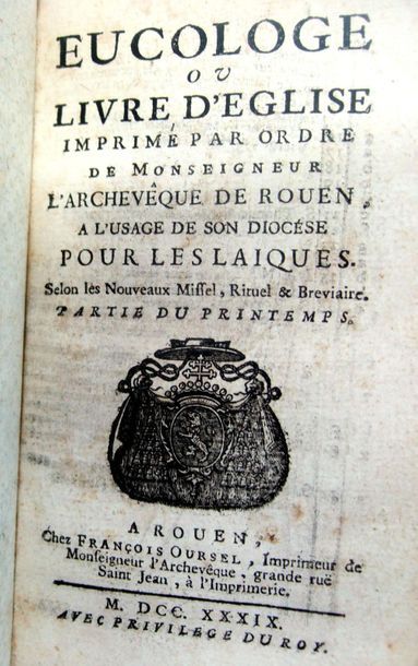 null [Reliure à dentelle]. Eucologue ou livre d'église. Rouen, F. Oursel, 1739. 4...