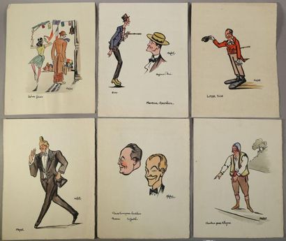 null MALAPERT Louis Maurice (1889-1958) dit MALAP, Ensemble de 6 dessins de personnages...