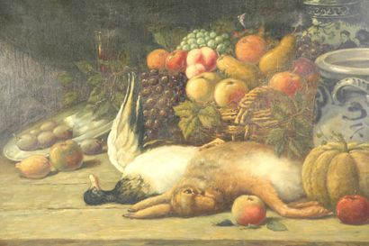 null VAN ROSSUM Jacob (1881-1963) Nature morte au lièvre,
huile sur toile signée...