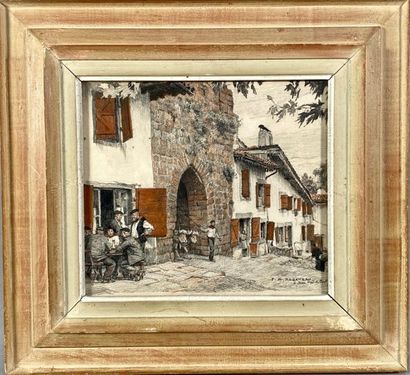 null ROGANEAU François-Maurice ( 1883-1973) La porte du marché à St Jean Pied de...
