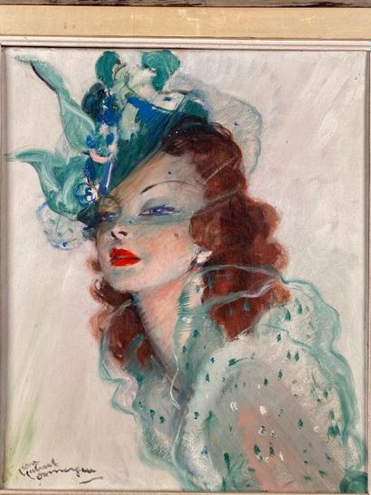 null DOMERGUE Jean- Gabriel (1889 - 1962) Dorothy Atkinson au chapeau vert
Huile...