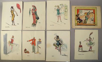 null MALAPERT Louis Maurice (1889-1958) dit MALAP, Ensemble de 8 dessins de personnages...