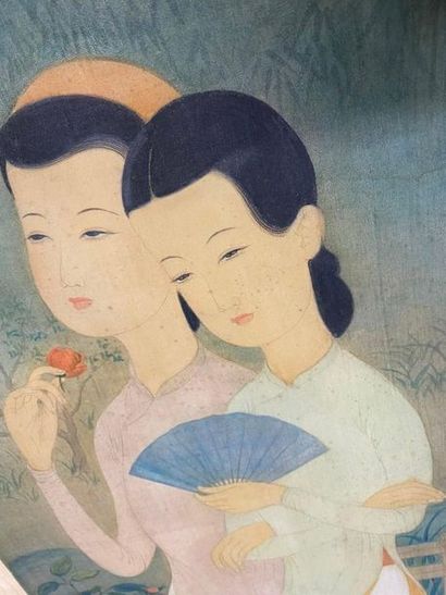 null Mai Trung Thu (1906-1980) Les deux soeurs - Encre et gouache sur soie signée...
