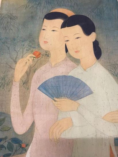 null Mai Trung Thu (1906-1980) Les deux soeurs - Encre et gouache sur soie signée...