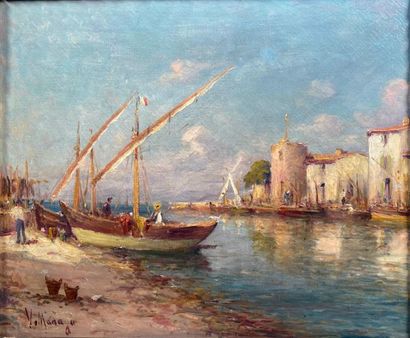 null MANAGO Vincent (1880-1936) "Vue de Martigues"
 huile sur toile signée en bas...