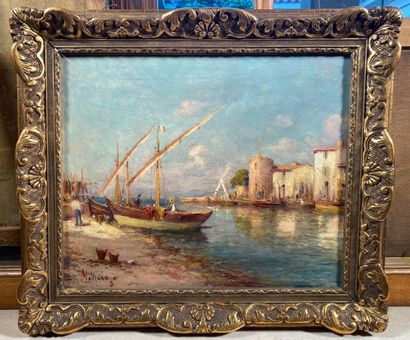null MANAGO Vincent (1880-1936) "Vue de Martigues"
 huile sur toile signée en bas...