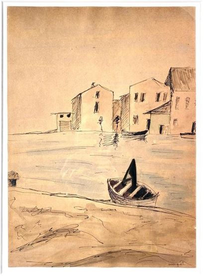 null MARQUET Albert (1875-1947) Port du Midi 
Plume et aquarelle sur papier, signé...