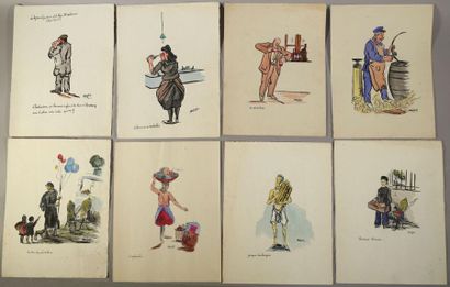 null MALAPERT Louis Maurice (1889-1958) dit MALAP, Ensemble de 8 dessins sur papier...