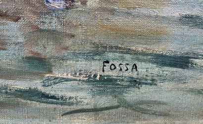 null FOSSA "Retour de pêche" 
huile sur toile signée en bas à droite. 
54 x 65 cm...