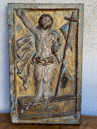 null Saint Jean-Baptiste, élément de meuble en bois sculpté et doré, XIXème - 30...