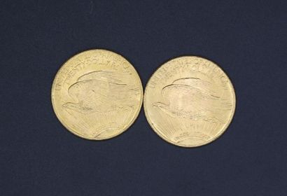 null Deux pièces de 20 dollars en or 1924 / 1928 - 66.96 g 