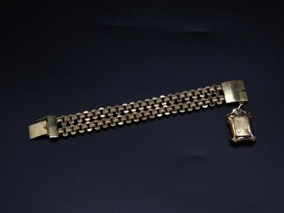 null Bracelet en or jaune (750) à deux rangs, avec une médaillon porte-photo sur...