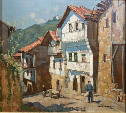 null ROGANEAU François-Maurice (1883-1973) Orio, la rue d'en-haut, huile sur panneau...