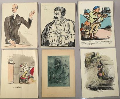null MALAPERT Louis Maurice (1889-1958) dit MALAP, Ensemble de 5 dessins sur papier...